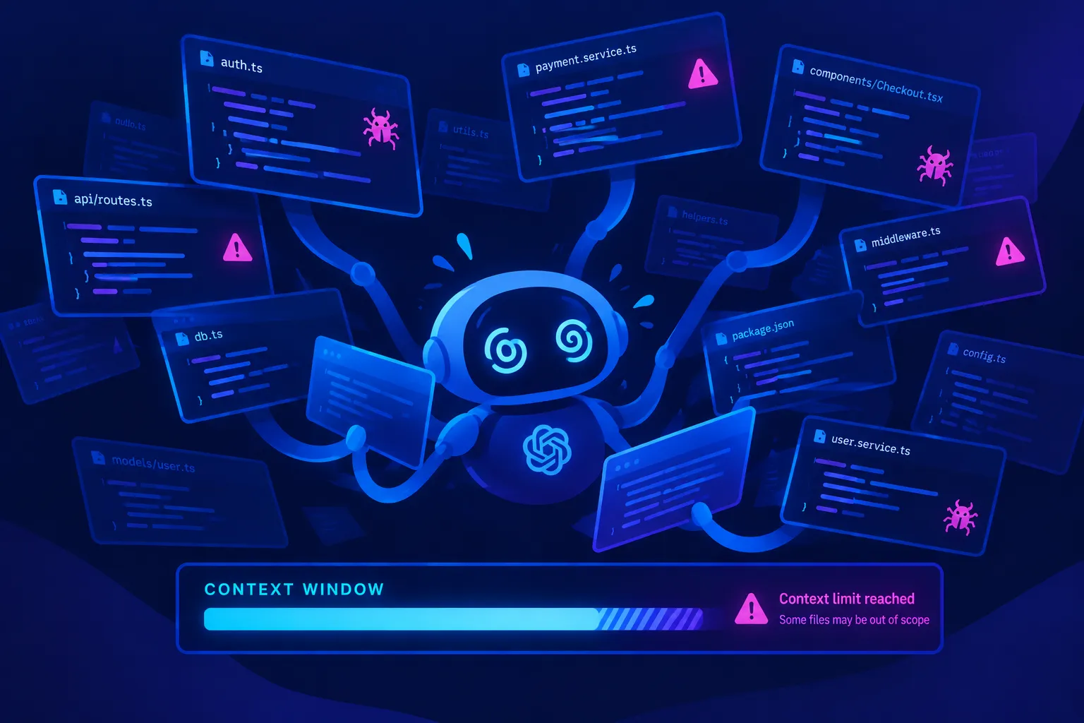 An AI struggling to manage a huge codebase